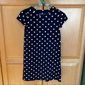 Gap Kids Navy blue shift dress with white polka dots
